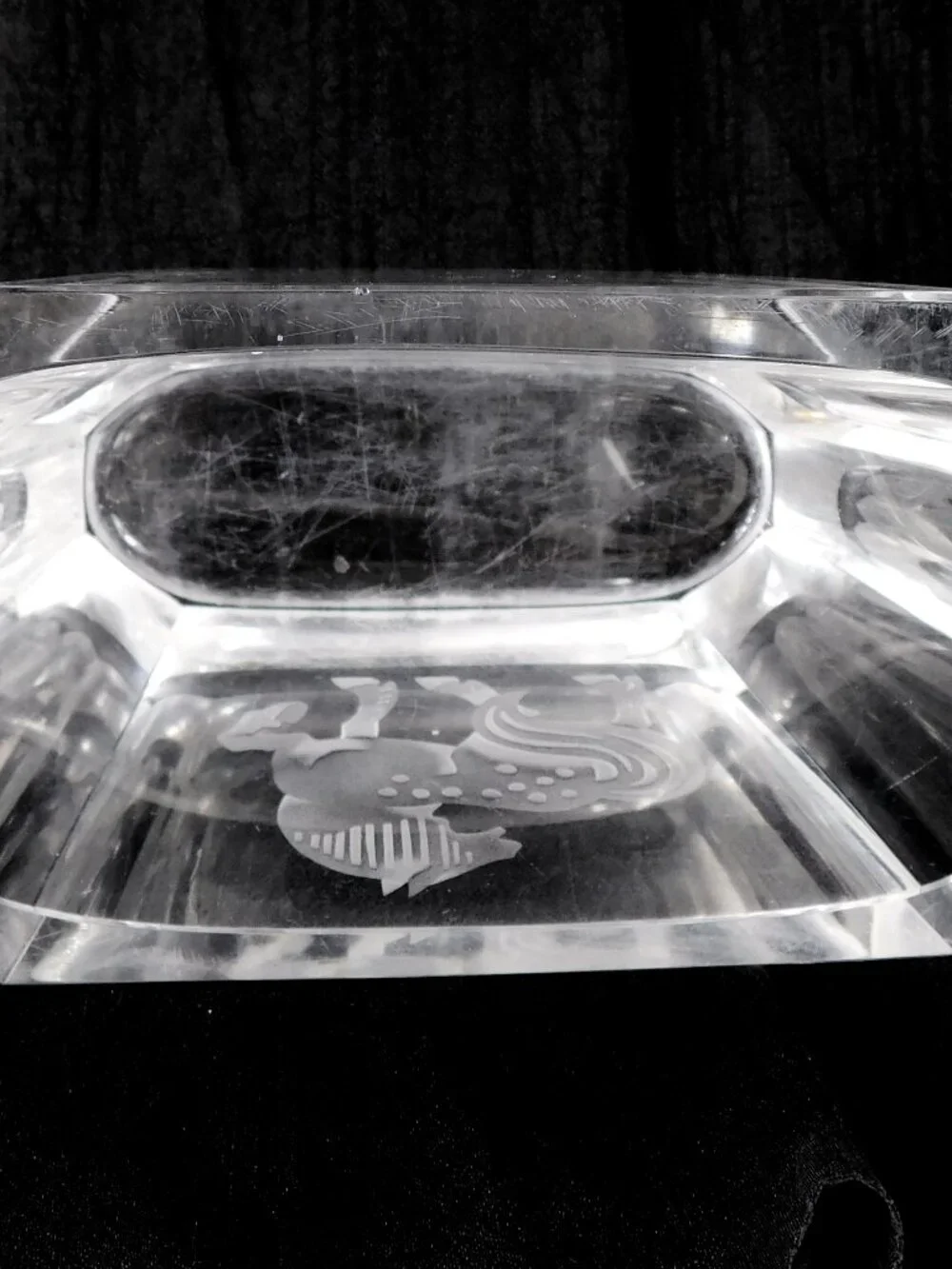 Heavy Cut Crystal Vase with Horse Design # 27451
